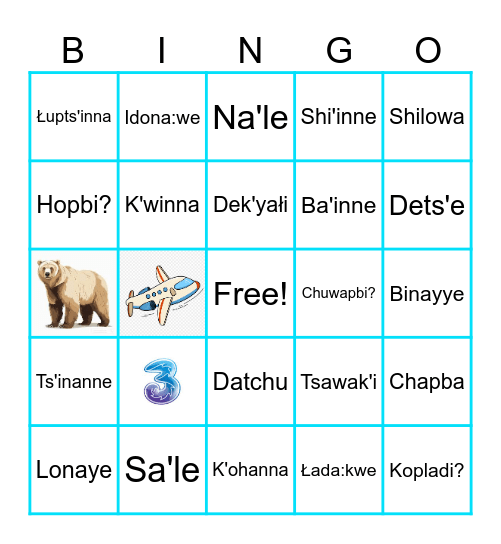 Shiwi'ma Bean: Bingo Card