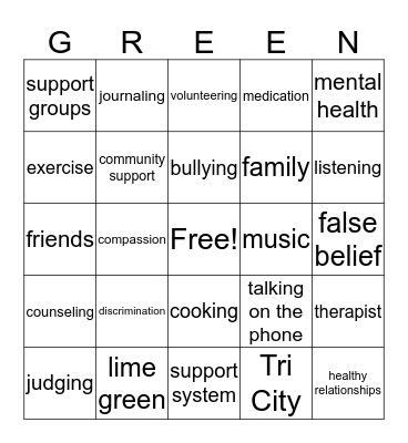 Stigma Bingo Card