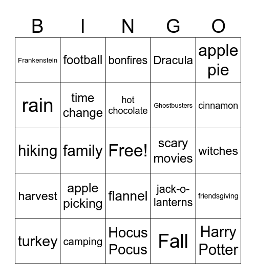 Fall OP Bingo (10/27 in-service) Bingo Card