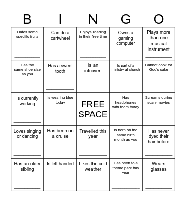Speed BinGO! Bingo Card