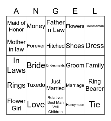 Bridal Shower Bingo Card