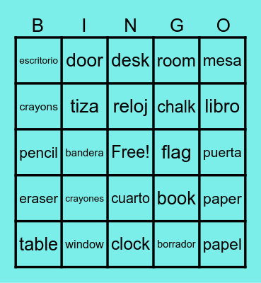 Unit 1 - My School Bingo Card