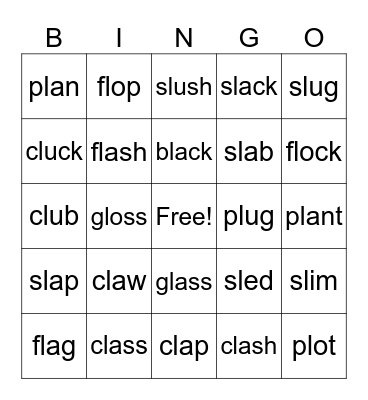 L Blends Bingo Card
