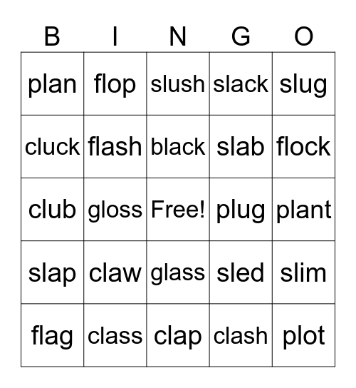 L Blends Bingo Card