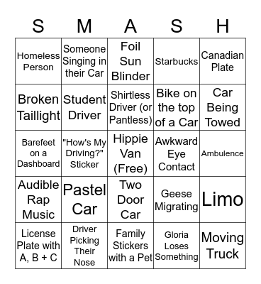 Spring Break 2016 SMASH! Bingo Card