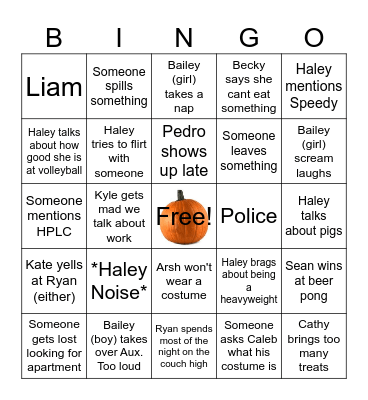 Halloween Party 2023 Bingo Card