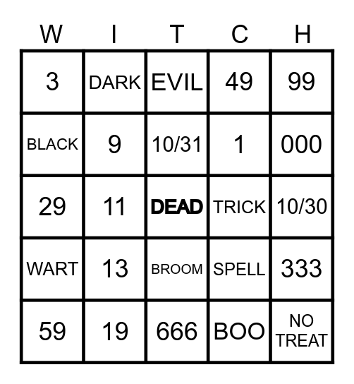 HALLOWEEN Bingo Card