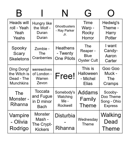 Halloween Bingo Card