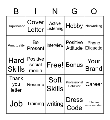 Workforce Development Bingo Card