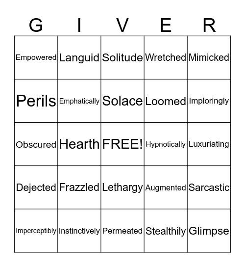 Rory Bingo Card