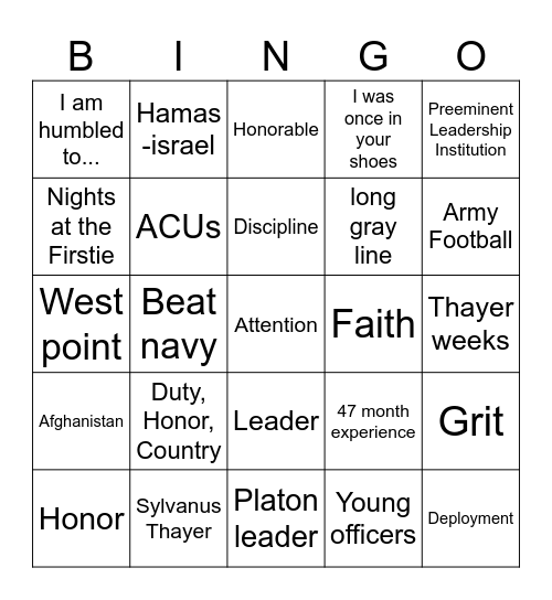 Nininger Dinner Card Bingo Card