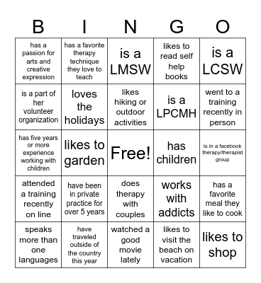 Break the ICE Bingo Card