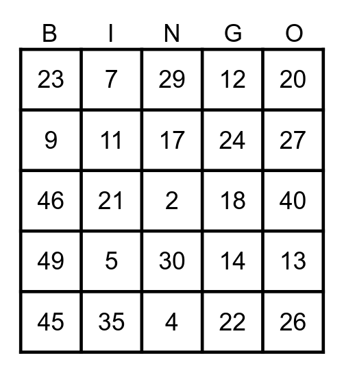 It's Bingo Time Bingo Card