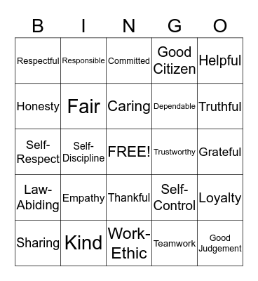 Character Bingo Card