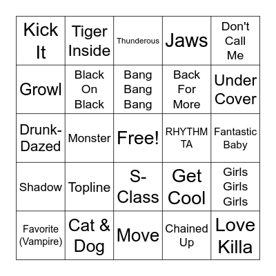 Kpop Bingo Card