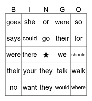 Heart Words Lesson 42-53 Bingo Card