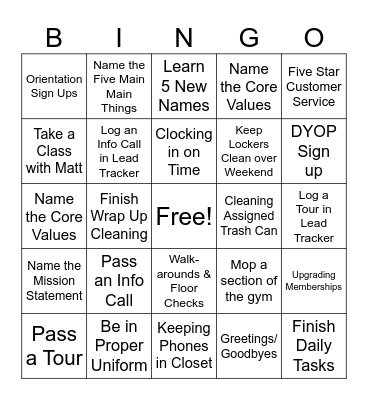 Back To Basics Bingo Card