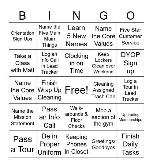 Back To Basics Bingo Card