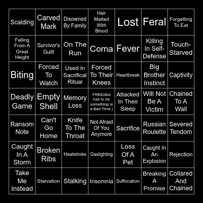 Bad Things Happen Bingo Card