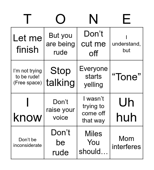 Conversations Bingo Card
