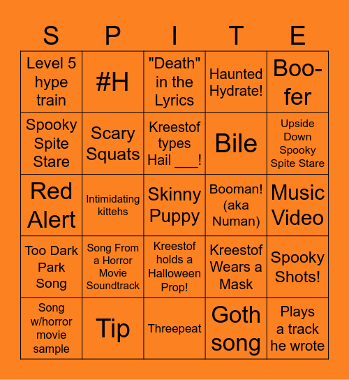 👻 Spite Club Spooky Bingo 👻 Bingo Card