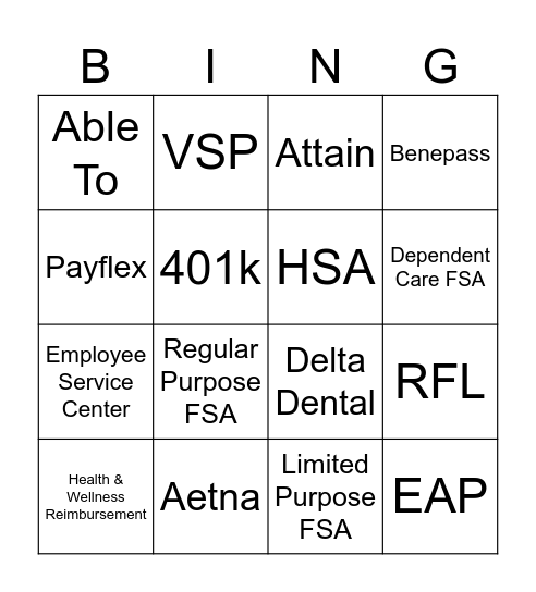 2024 Open Enrollment Bingo Card