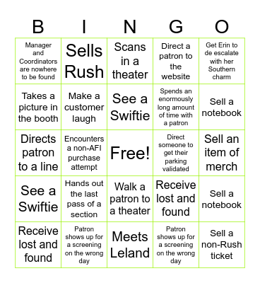 AFI FEST 2023 BOA BINGO Card