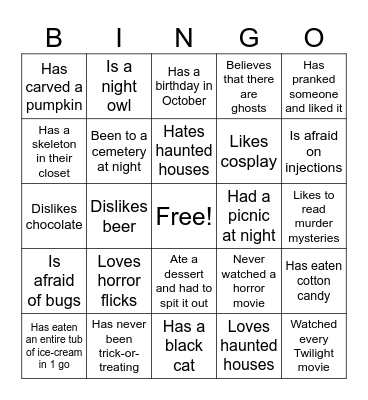 Halloween Bingo Card