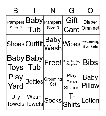 Josiah James Baby Bingo Card