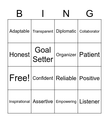 Leadership Style Bingo Card