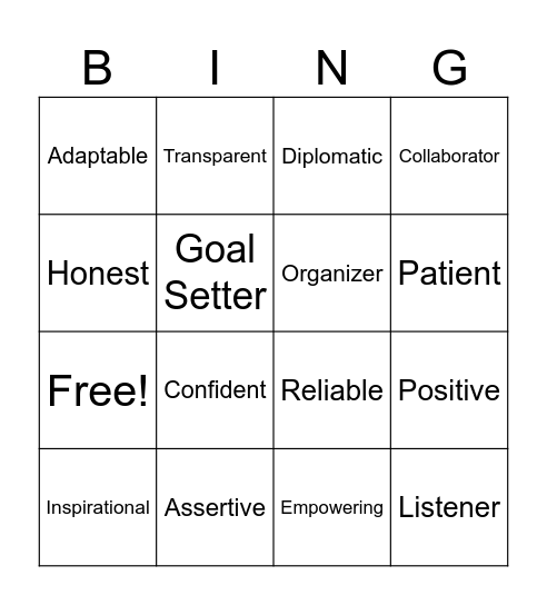 Leadership Style Bingo Card