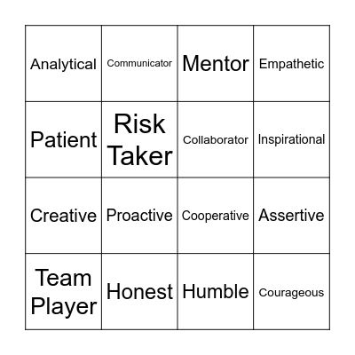 Leadership Styles Bingo Card