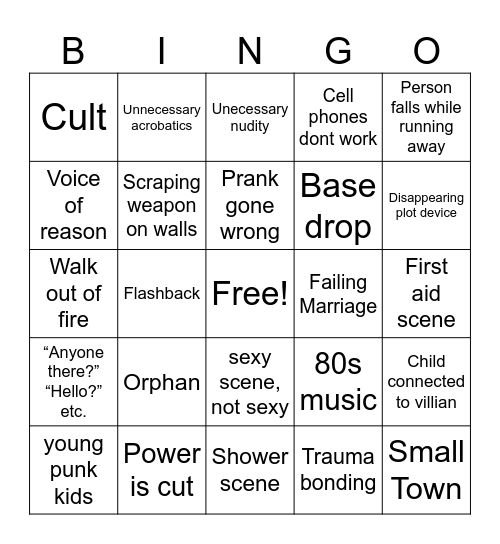 horror Bingo Card