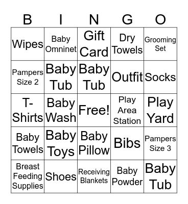 Josiah James Baby Bingo Card
