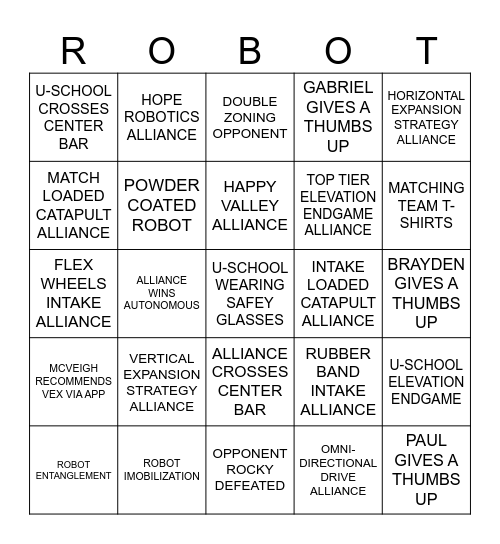 ALLIED TEAM: Bingo Card
