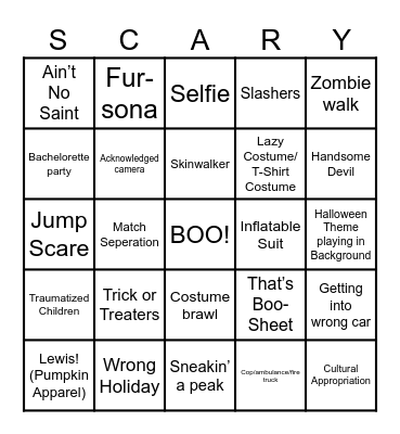 Sloppy Halloween Bingo Card