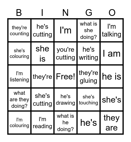 Unit 1 SB 10-13 Bingo Grammar Spelling Listening Bingo Card