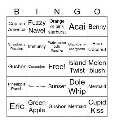 Lifted Tea Bingo Card