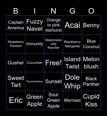 Lifted Tea Bingo Card