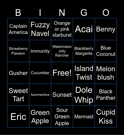 Lifted Tea Bingo Card