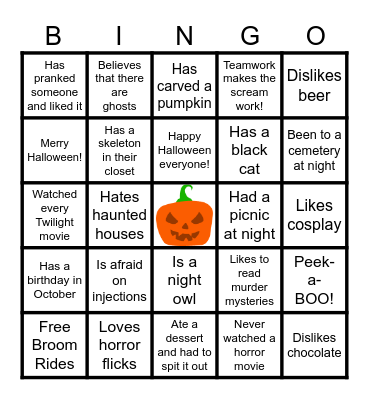 Halloween Bingo Card