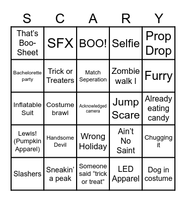 Sloppy Halloween Bingo Card