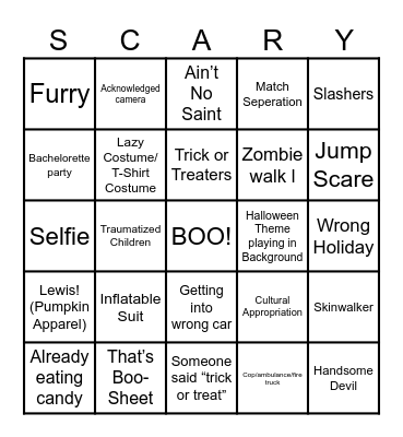 Sloppy Halloween Bingo Card