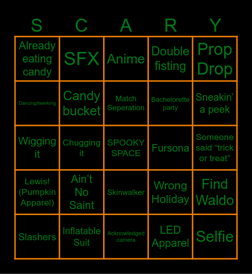 Sloppy Halloween Bingo Card