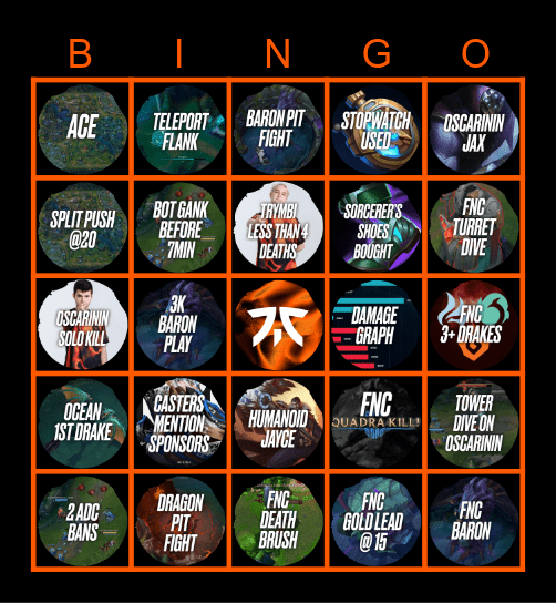 [WORLDS] SWISS #5: FNC v TBD Bingo Card