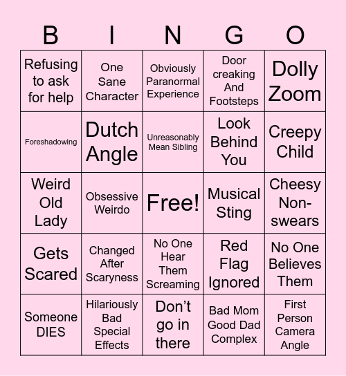 The Haunting Hour Bingo Card