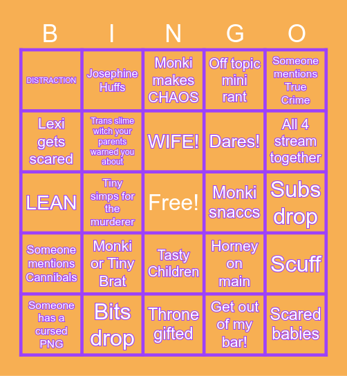 Halloween Horror Thots Bingo Card