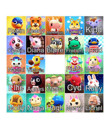 Animal Crossing Bingo Card