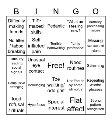 Better Sperg Bingo Card