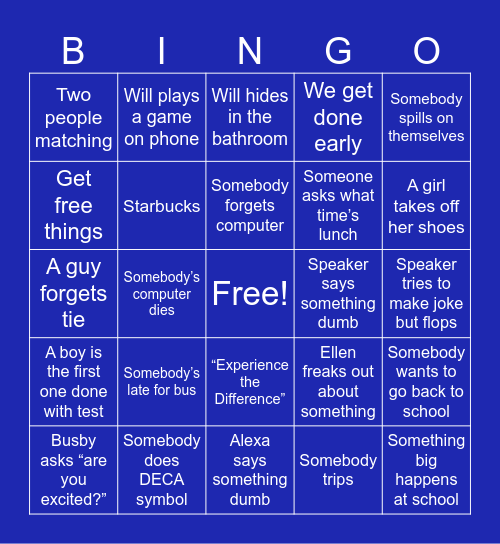 DECA Bingo Card